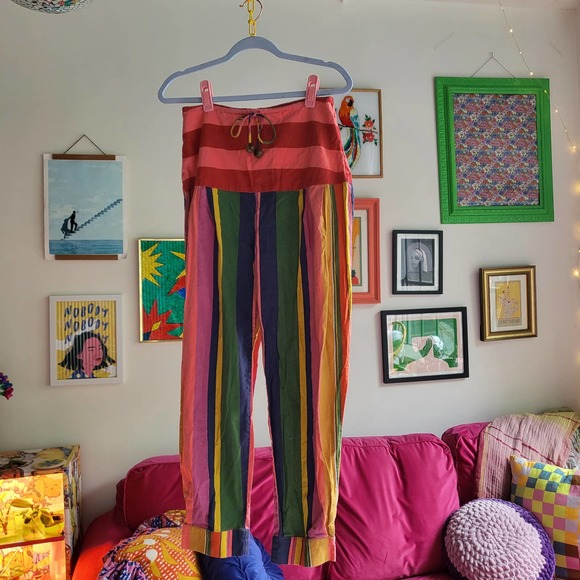 FARM Rio Pants - Farm Rio Rainbow Striped Linen Pants